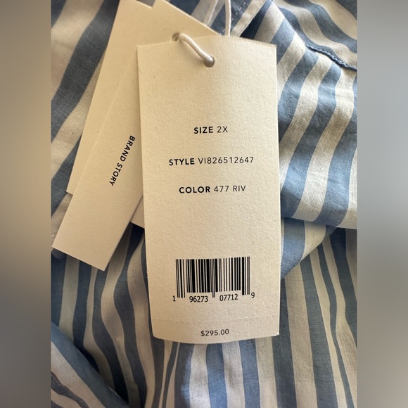 Vince Cotton Oversized Stripe Shirt In Blue White Stripe Size 2X 20 - Picture 8 of 8